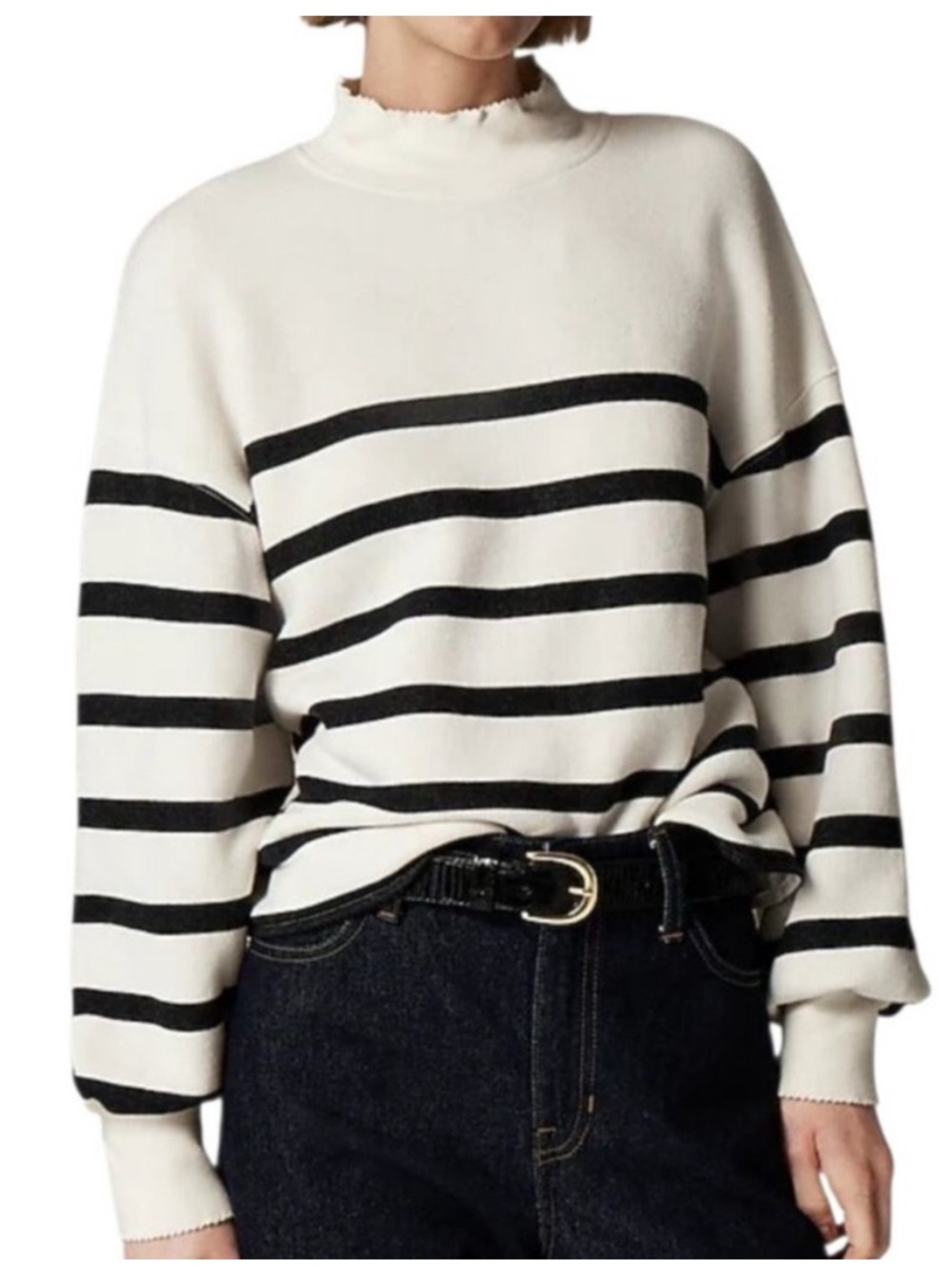 J.Crew Heritage Terry Mockneck Sweatshirt | Striped | Size S
